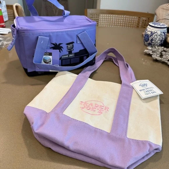 Trader Joe's Purple and Cream Tote Bag Set - Picture 6 of 6